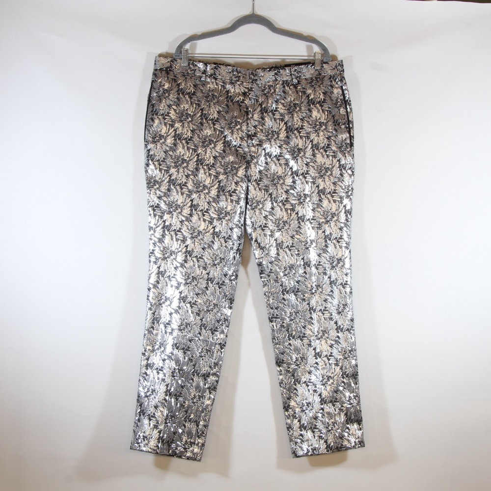 INC International Concepts Men's Milan Slim-Fit Silver Metallic Jacquard Pants